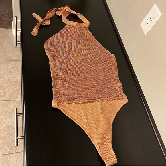 Intimately Free People Gold Shine Be Fine Bodysuit Women’s Size M, metallic, NWT - Picture 3 of 12